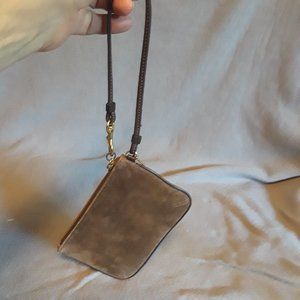 Coach Brown Suede and Leather Wristlet